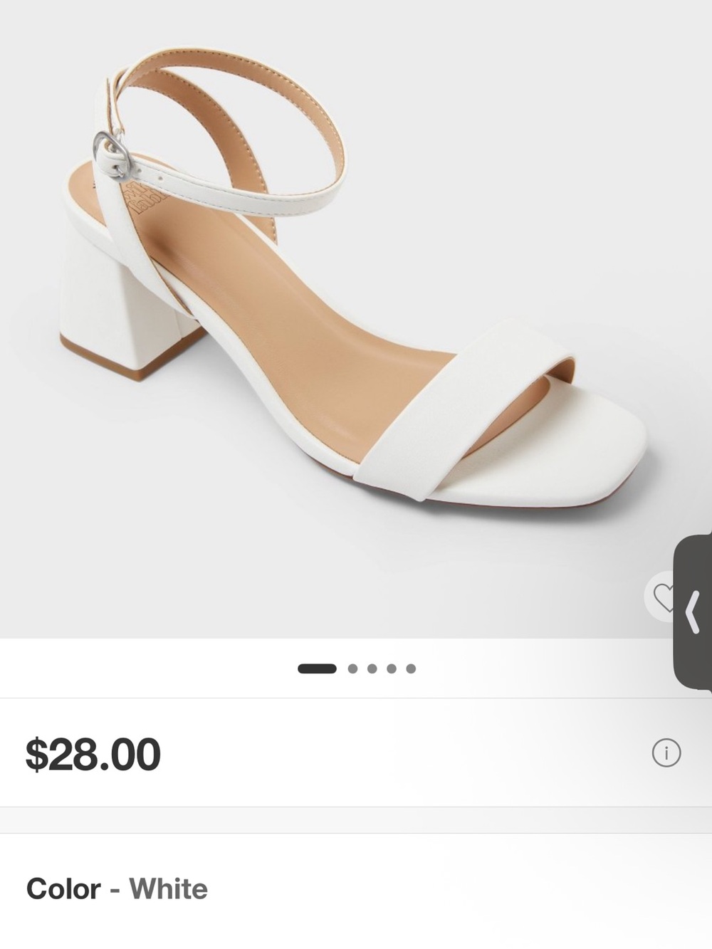 White Block Heel Ankle Strap Sandal - Women's
